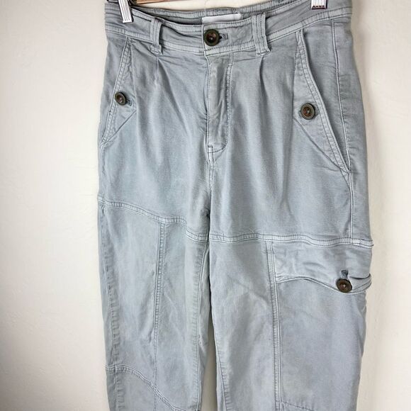 Anthropologie Cargo Straight Leg Crop Pant - Light Gray - Picture 2 of 7